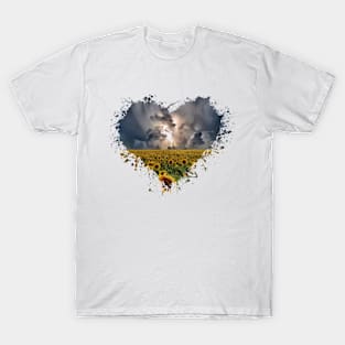 Sunflower Storm Heart T-Shirt